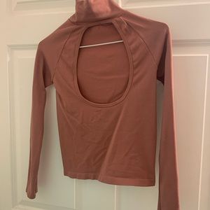 Free People blush pink open back turtleneck